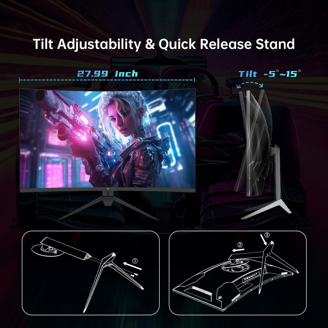 Amazon.co.jp: KTC 32インチ 湾曲ゲーミングモニター FHD 1080P 165Hz