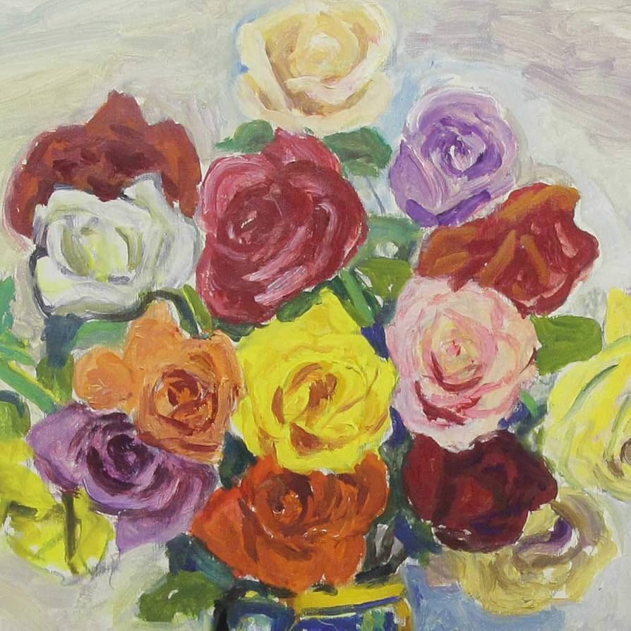 Amazon.co.jp: 値下げ即決【おたからや美術画廊】朝比奈文雄○薔薇