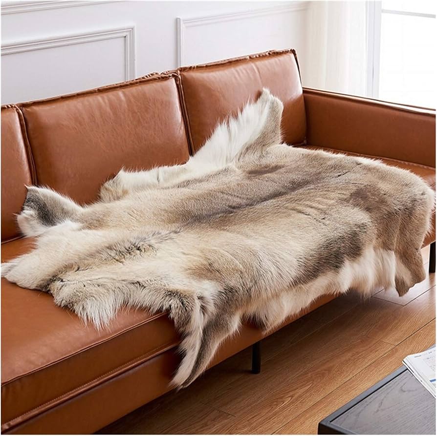 Amazon｜ラグマットトナカイの皮ラグナチュラルカラー、ナチュラル
