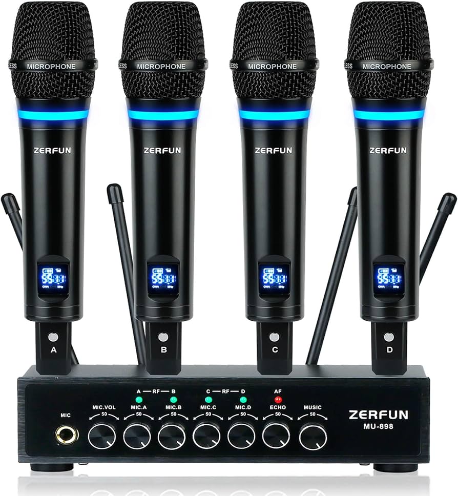 Amazon.com: ZERFUN Rechargeable Wireless Microphone System 4
