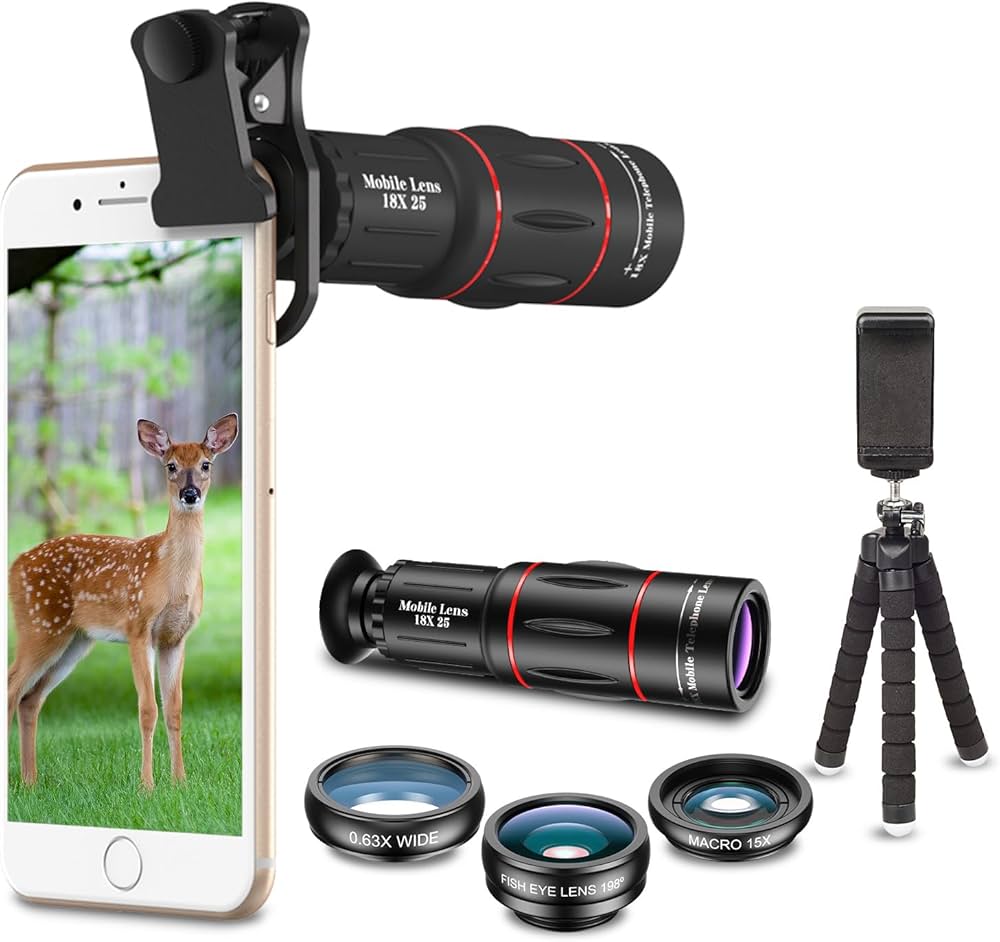 Apexel Phone Camera Lens Kit 18X Telephoto/Wide Angle & Macro Lens