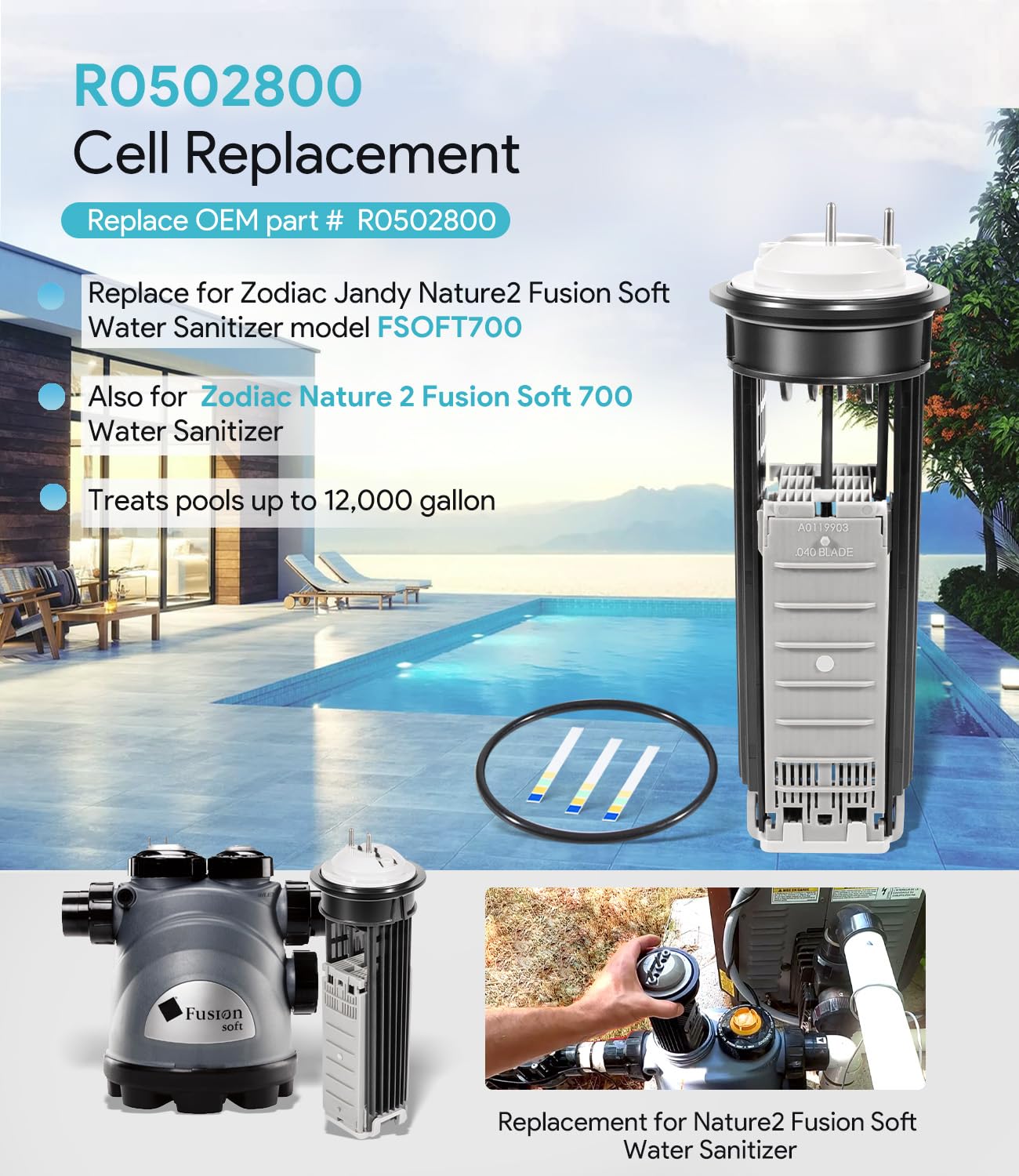 Amazon.com: R0502800 Cell Kit Replacement Kit for Zodiac Nature2