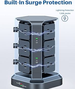 Amazon.com: KOOSLA [65W] PD Power Strip Tower Surge Protector, USB