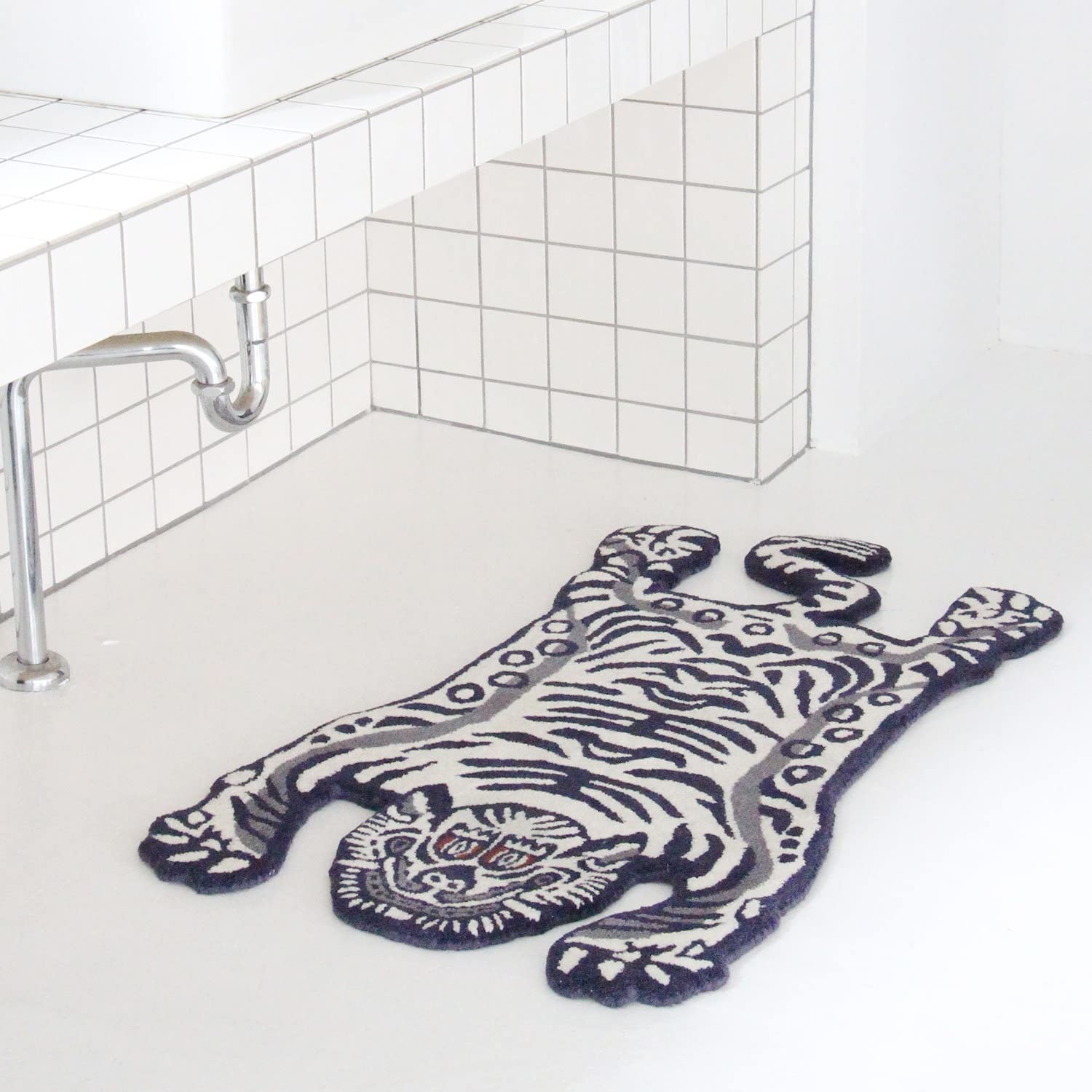 Amazon | チベタンタイガーラグ スモール ホワイト DETAIL Tibetan