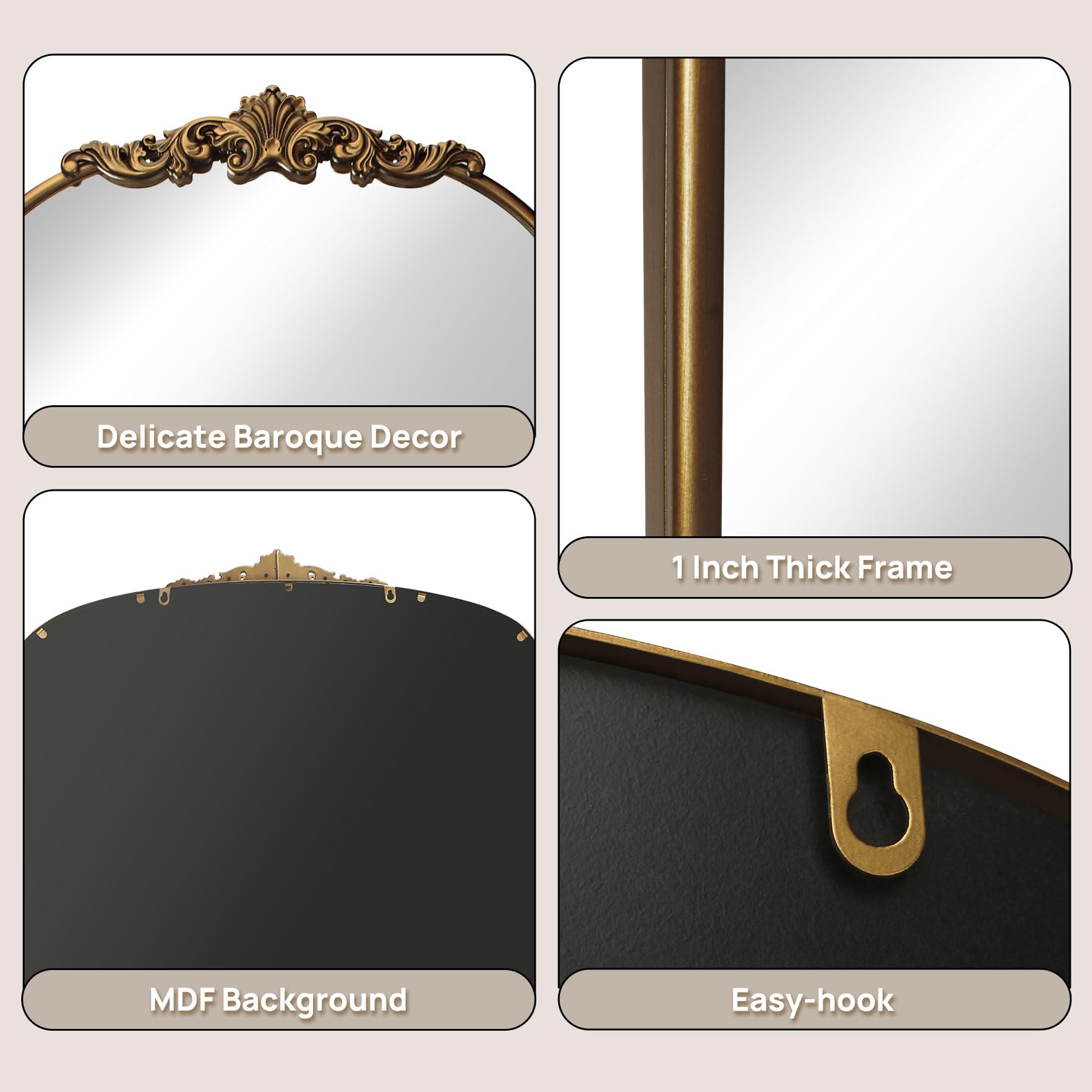 Amazon.com: Wemily Vintage Gold Ornate Baroque Mirror - 36