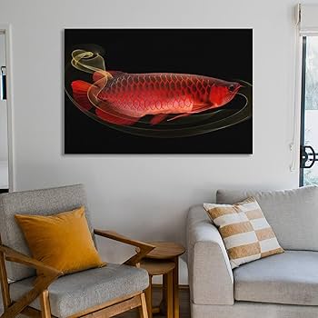 Amazon.co.jp: ゴールデンレッドアロワナ魚キャンバス壁アートパネル