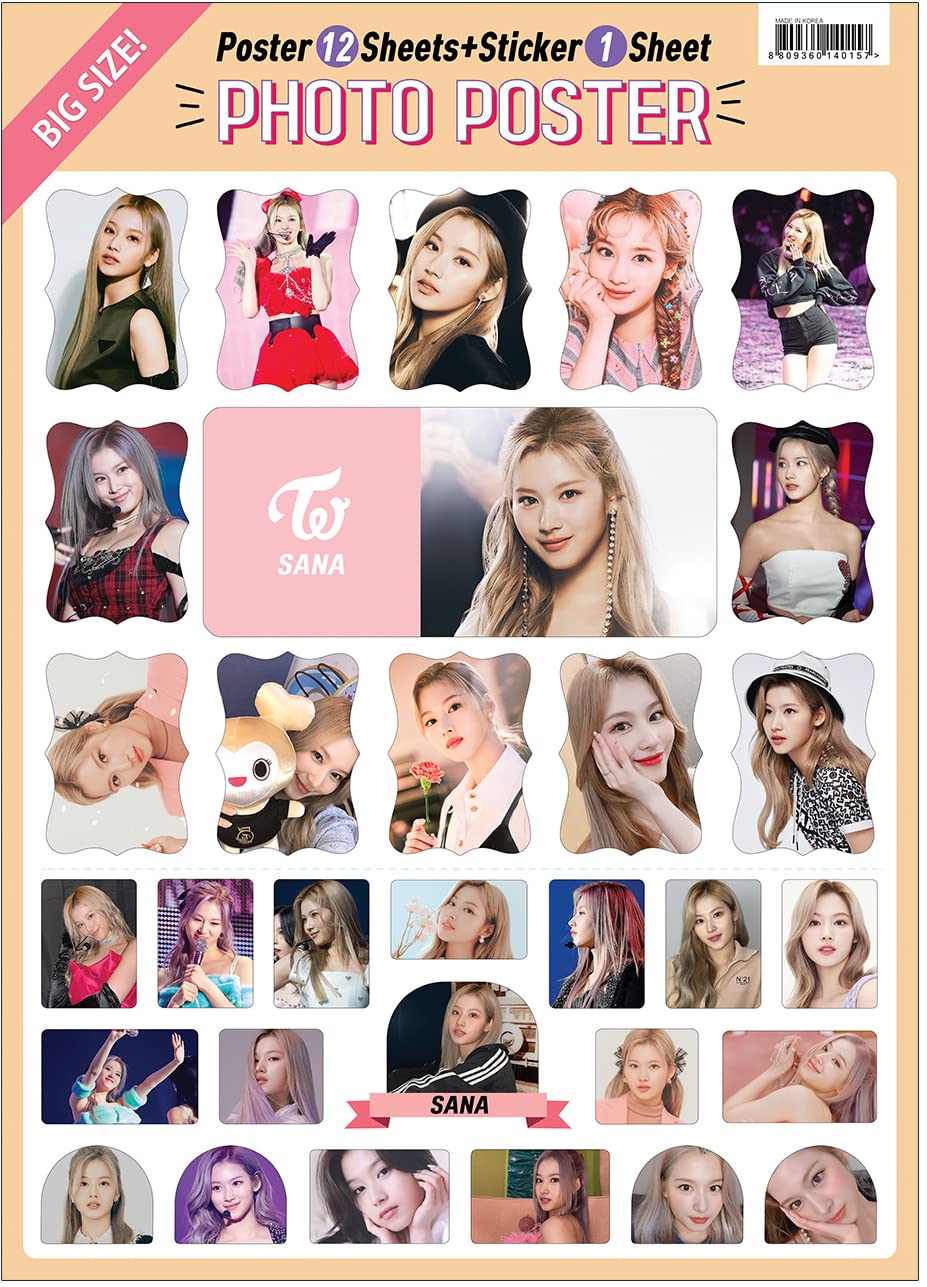 Amazon.co.jp: サナ グッズ ポスター 12枚 + シールセット 1枚 12