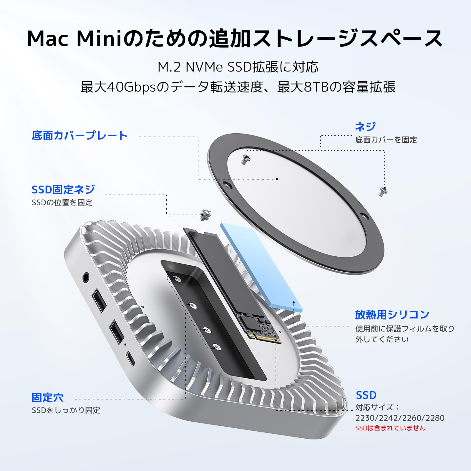 Amazon | 【40Gbps】Mac Mini M4 対応ハブ RayCue USB-Cハブ 4-in-1
