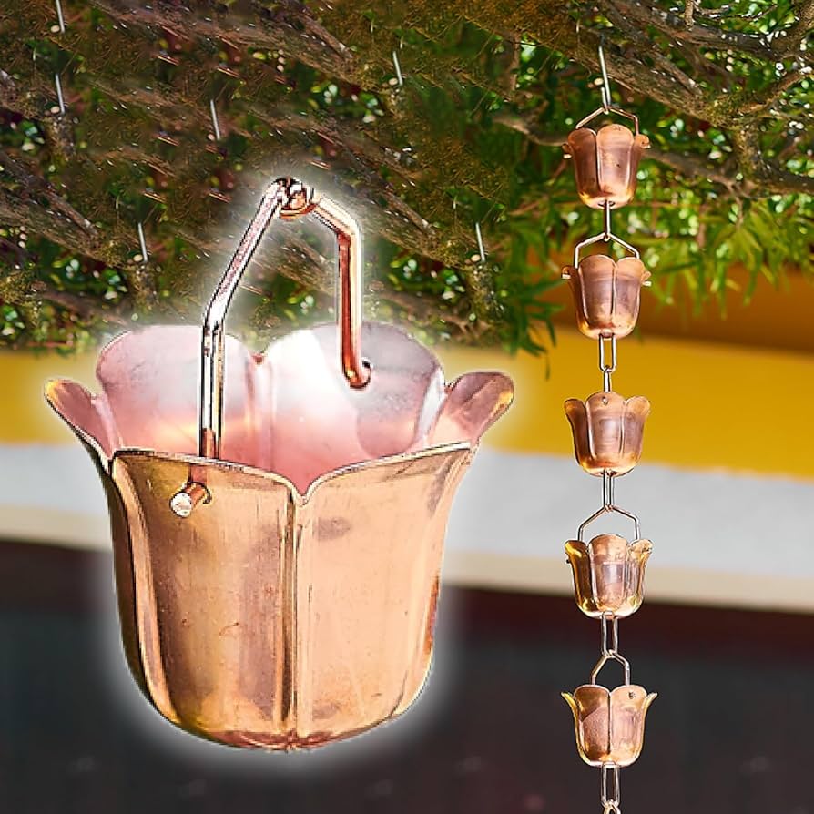 Amazon.co.jp: 鎖樋 吊り下げ式銅製雨樋チェーン、バルコニーの雨どい