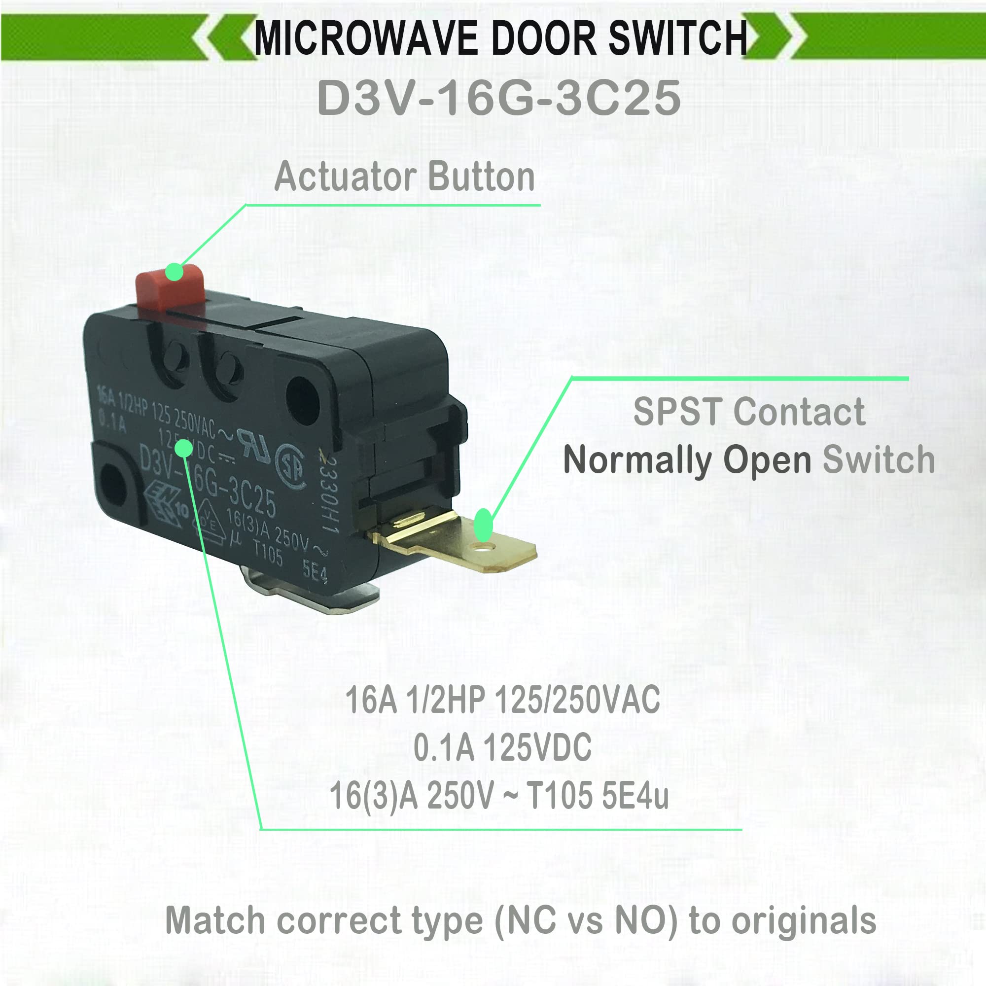 Amazon.com: LONYE WB24X829 D3V-16G-3C25 Microwave Door Switch