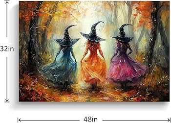 Amazon.com: vandlife Retro Witches Gathering Canvas Wall Art Three