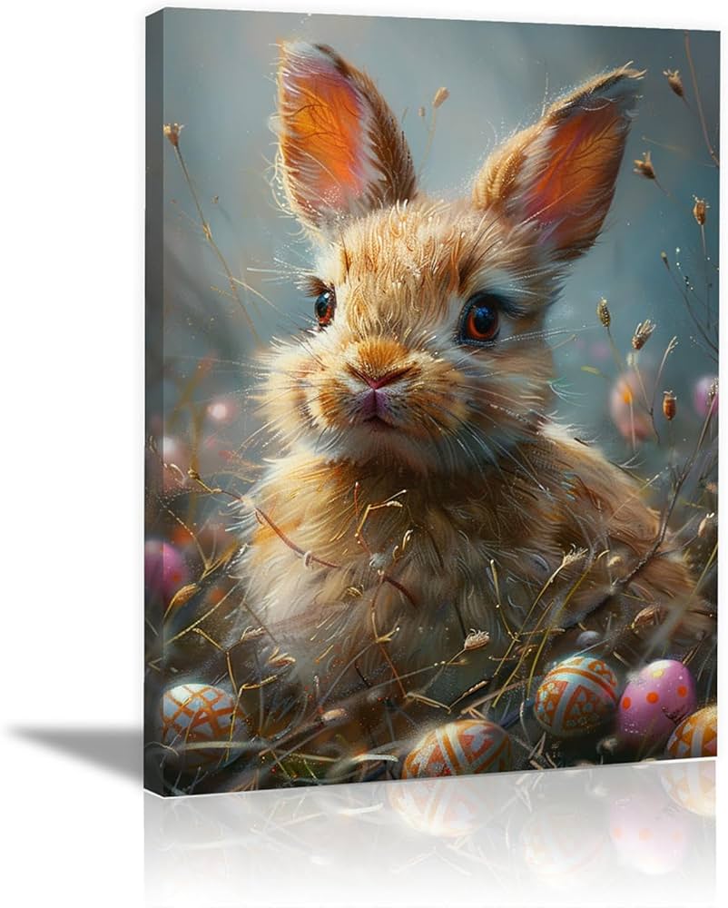 Amazon.co.jp: JOSUE うさぎ 絵画 キャンバス ビンテージ動物