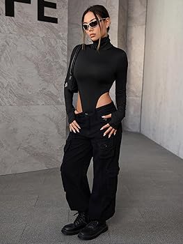 Amazon.com: SOLY HUX Women's High Turtle Neck High Cut Long Sleeve