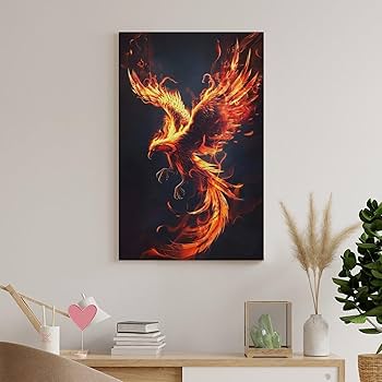 Amazon.com: Fantasy Cool Fire Bird Flamebird Phoenix Rising Poster