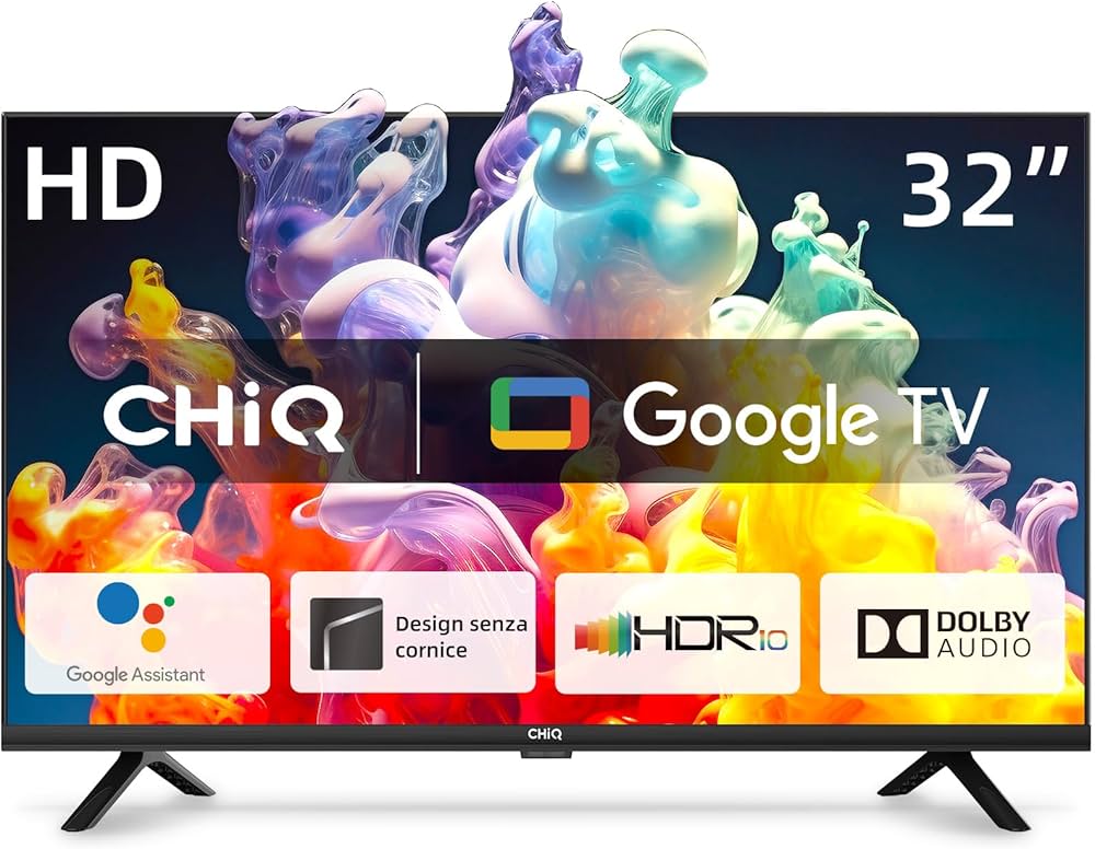 CHIQ L32G7V 32-inch TV, Google TV, HD, Frameless Design, Google