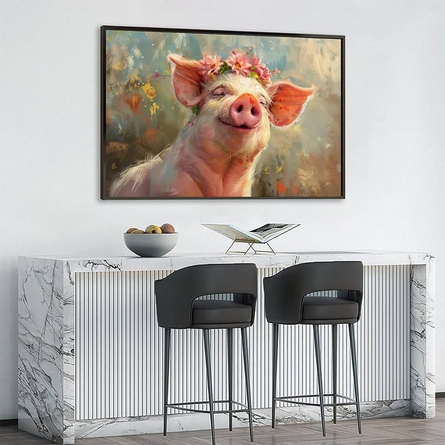 Amazon.co.jp: 絵画 幸せな子豚 アートパネル ポスター かわいい面白い
