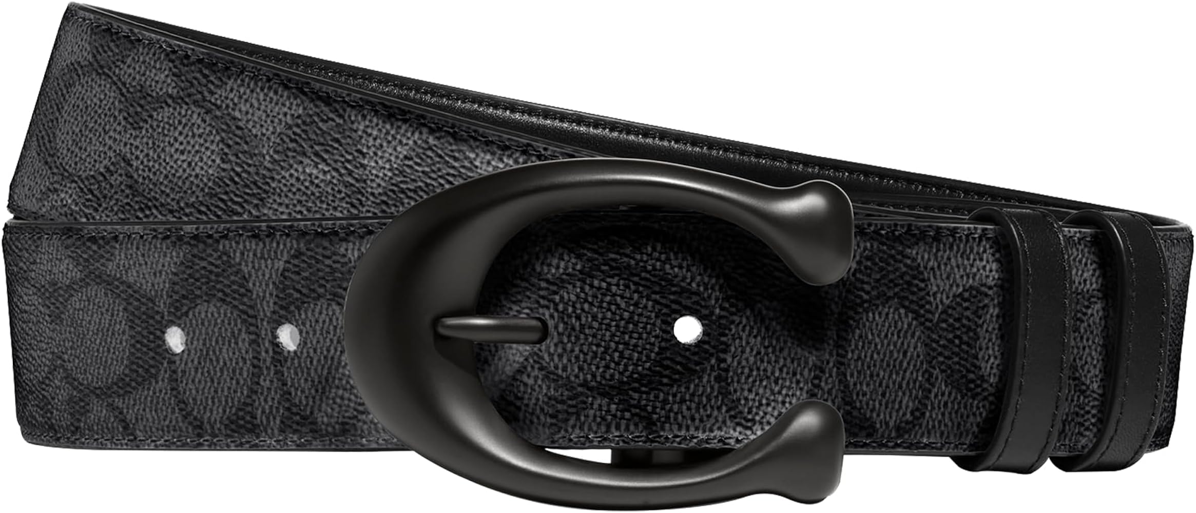 Amazon | COACH 40 mm 彫刻 C ベルト ブラック/チャコール ワンサイズ