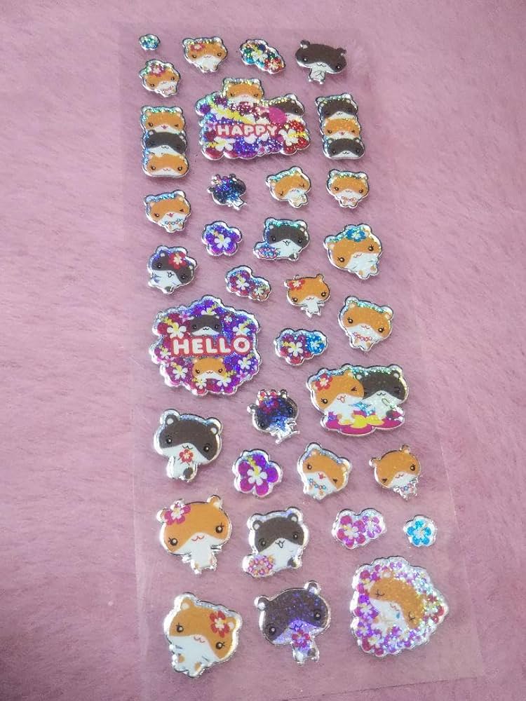 Amazon.co.jp: ハムスター ハムちゃん きらきら シール 平成レトロ