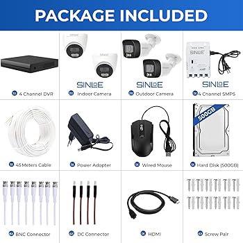 SINLOE 4 Channel 1080P Full HD DVR 2MP Night Color 2 Dome + 2