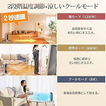Amazon | 『人感センサー付き』セラミックヒーター 【ECO知能恒温 節電