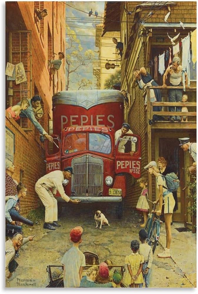 Amazon.co.jp: Norman Rockwell ノーマンロックウェル絵画の道路封鎖