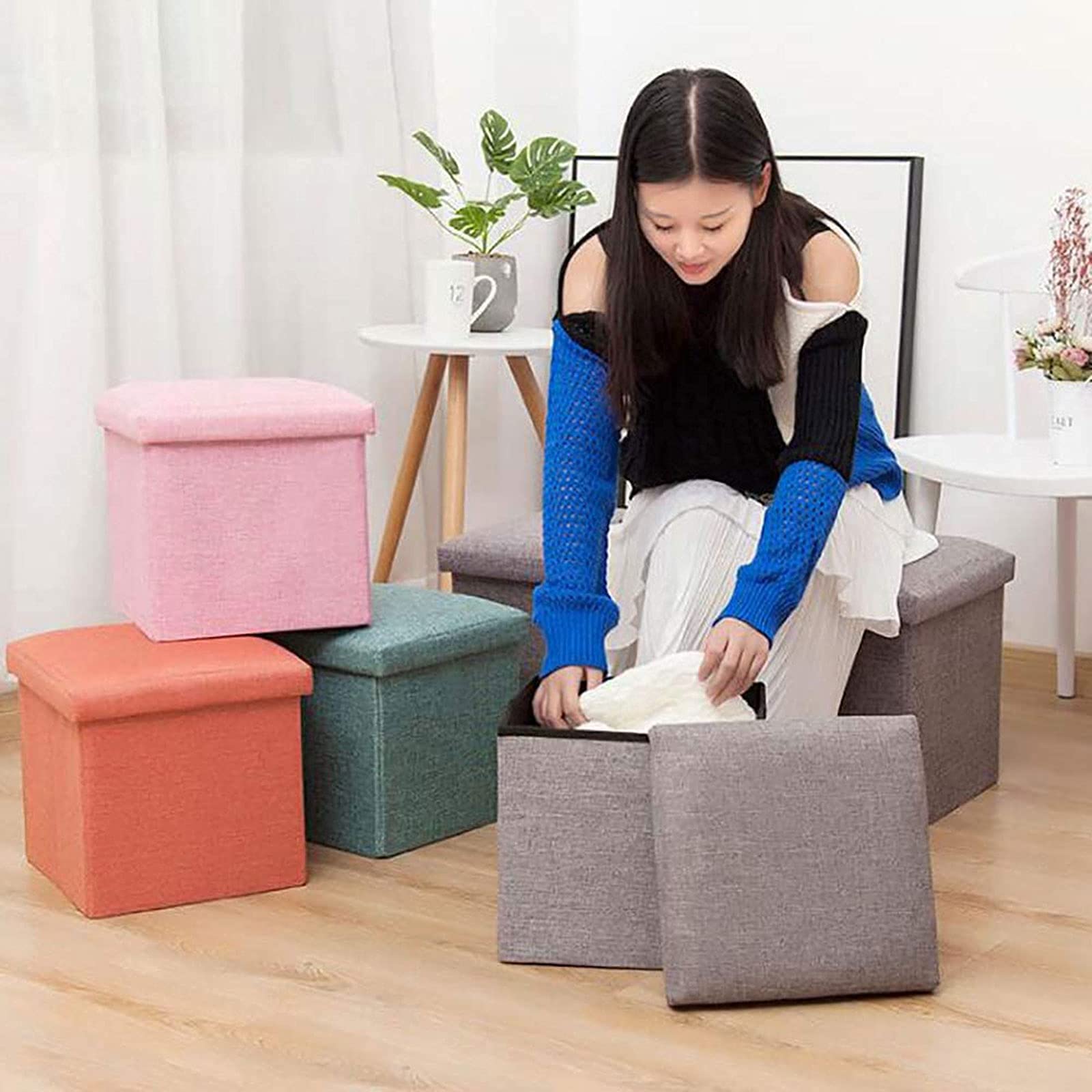 Amazon｜オットマン フットスツール フットスツール、収納付き