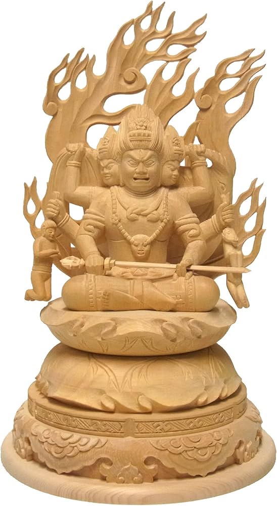 Amazon | 桧 三面大黒天(マハーカーラ) 32cm 木彫り 仏像 | Ryusho