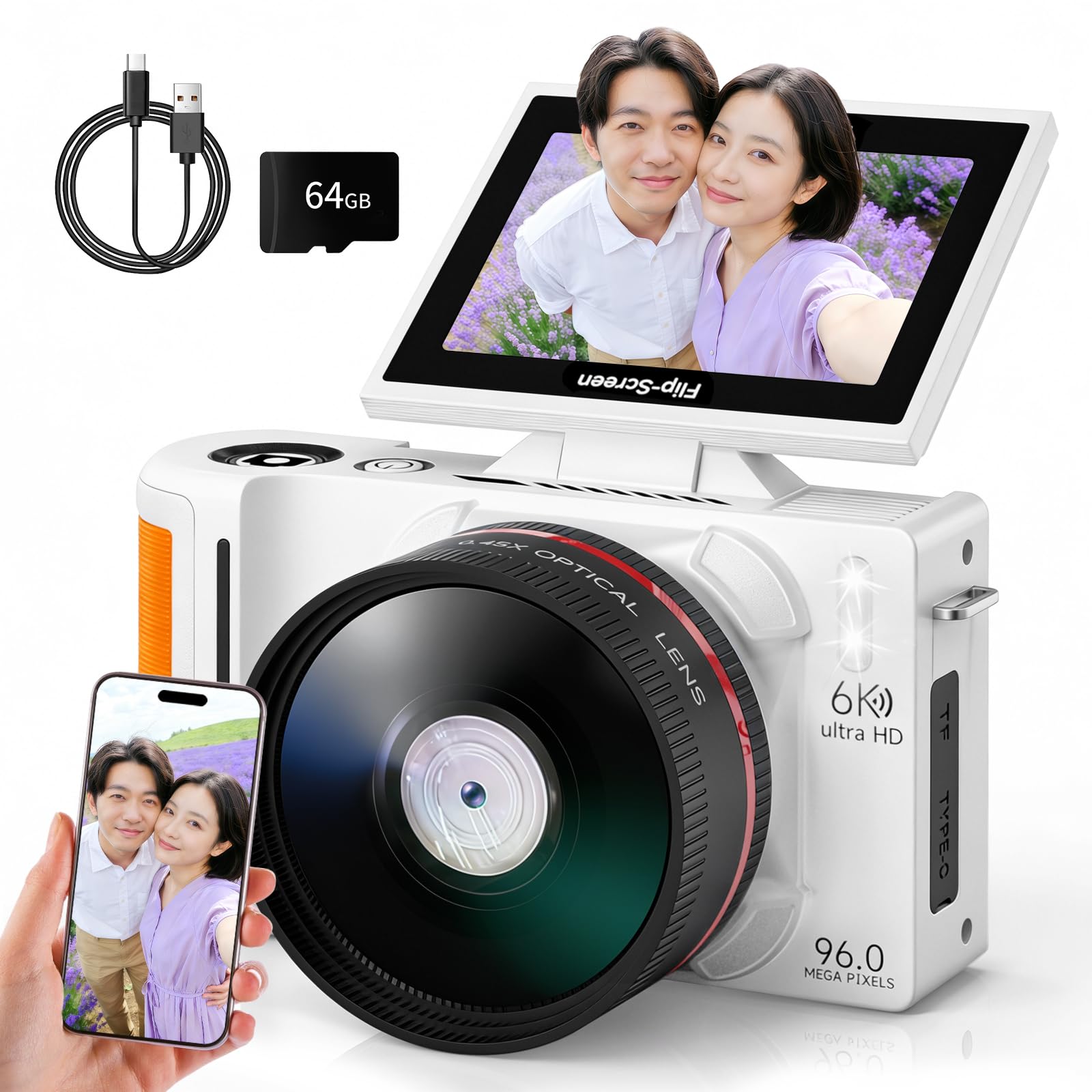 Amazon | Udoric デジカメ 6K 9600万画素 Wi-Fi機能 デジタルカメラ 18