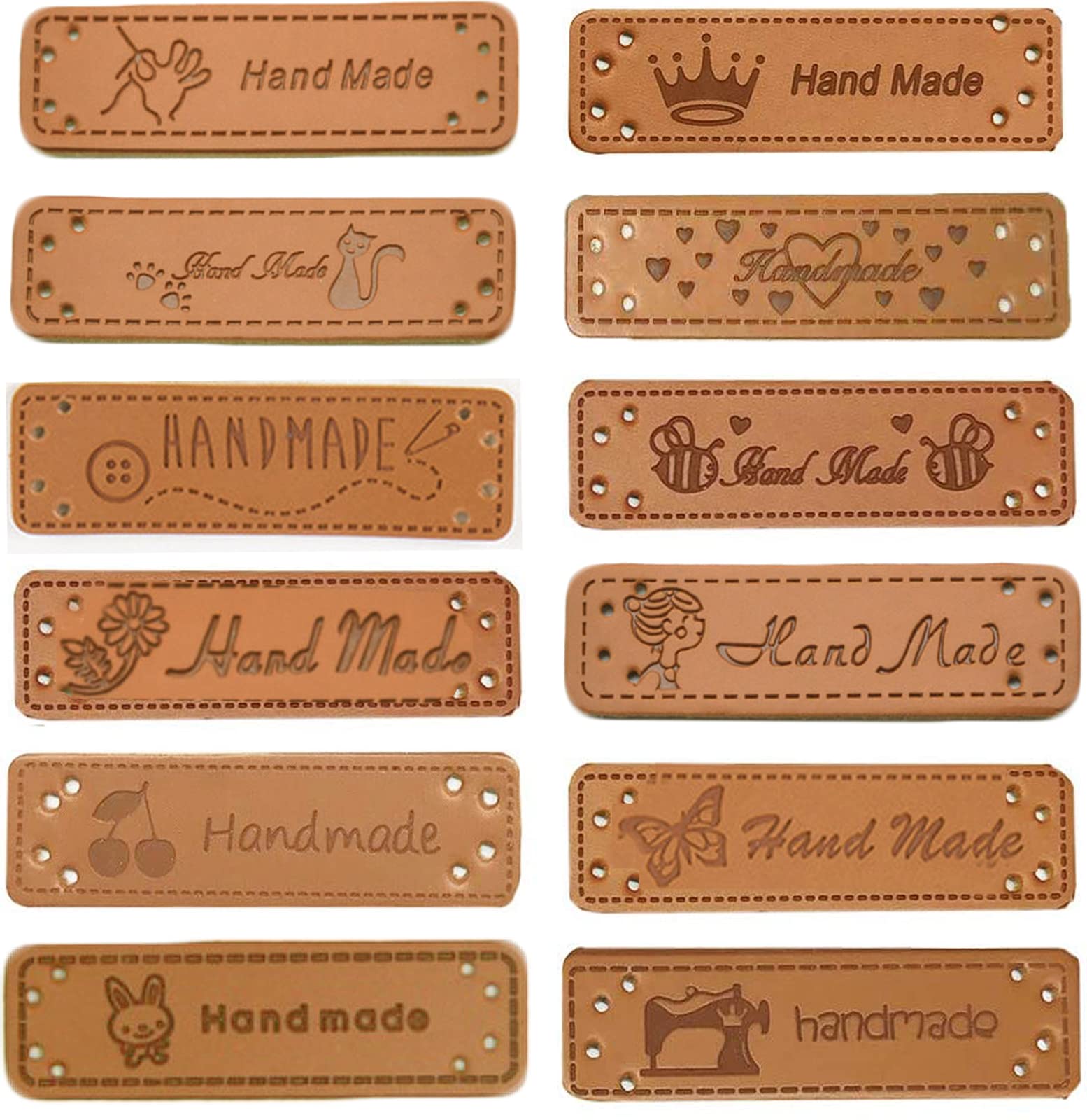 Amazon.co.jp: 革タグ レザーラベル 12種パターン 60枚セット