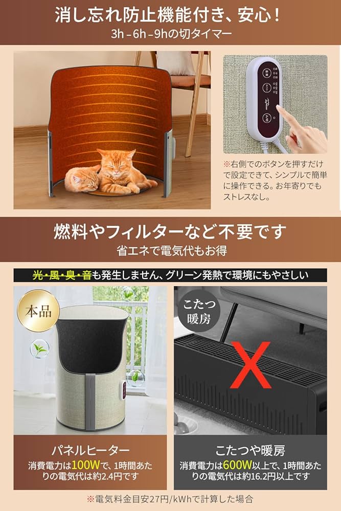 Amazon.co.jp: 【筒型 360°発熱 デスクヒーター】 パネルヒーター 足元