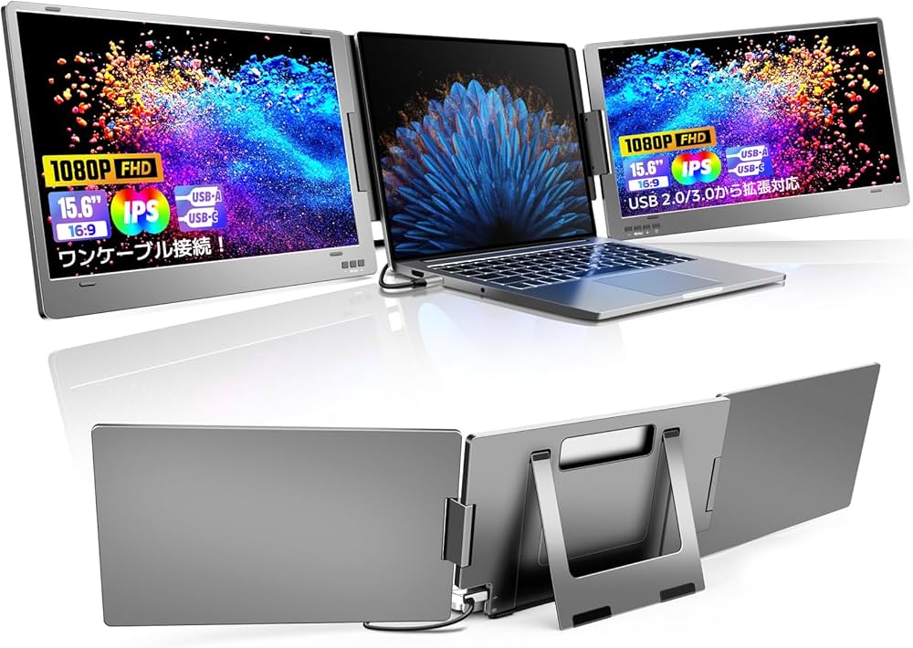 Amazon.co.jp: ROADOM デュアルモニター 15.6インチ トリプルモニター