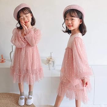 Amazon | [CooElc] 女の子 長袖 ワンピース チュニック キッズ レース