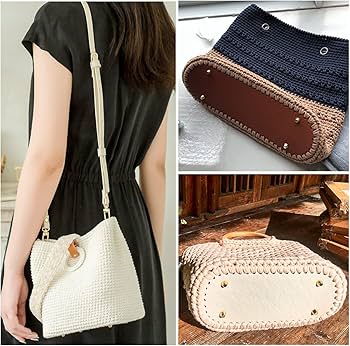 Amazon.com: YOLUFER 6pcs PU Leather Bag Bottoms, Oval Knitting