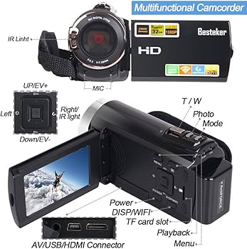 Besteker Video Camcorder, Portable HD 1080p IR Night Vision with
