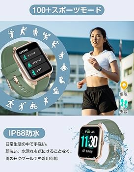 Amazon | GanRiver スマートウォッチ 万歩計 通話機能付き 腕時計型