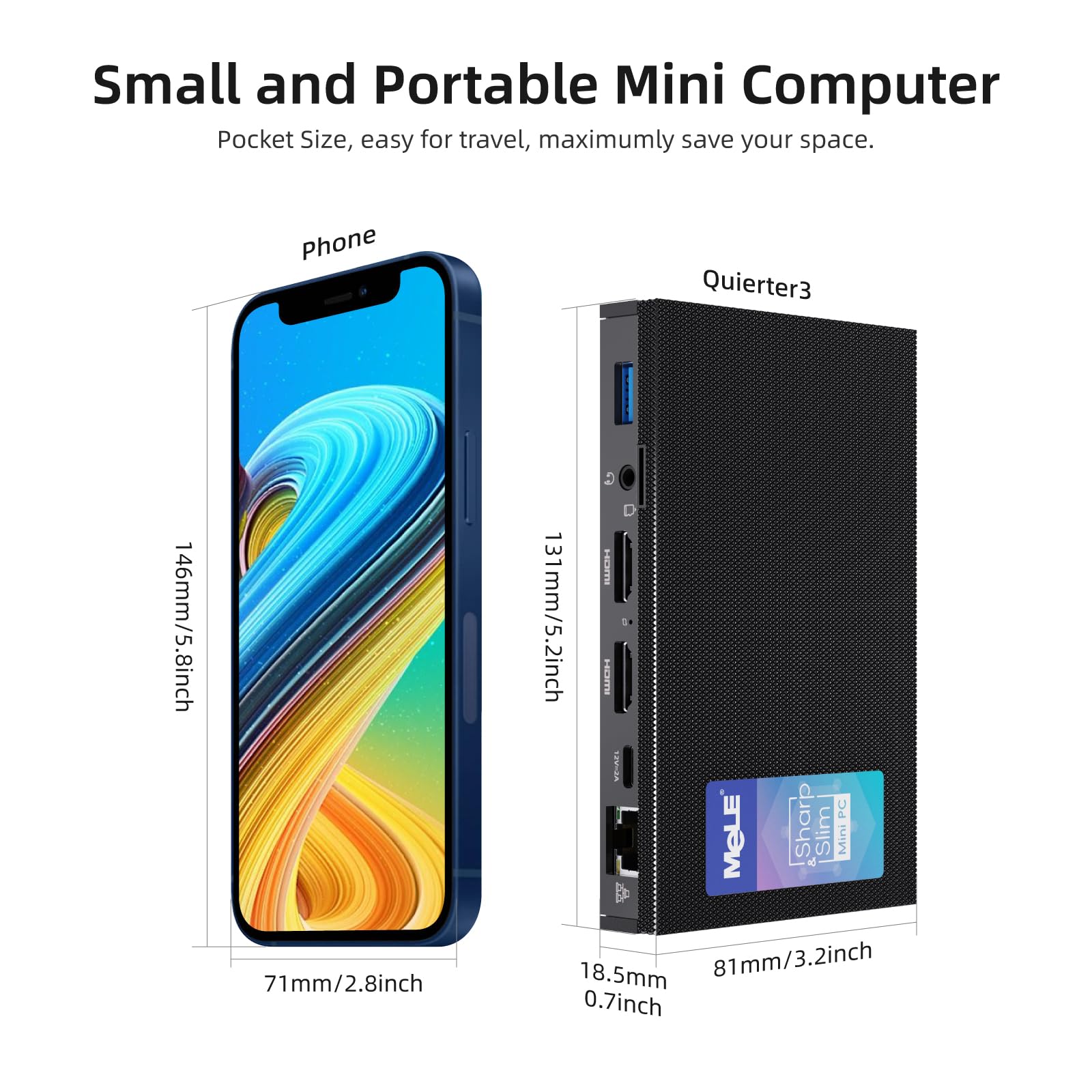 Amazon.com: MeLE Quieter3Q Fanless Mini PC 8GB DDR4 256GB ROM Tiny