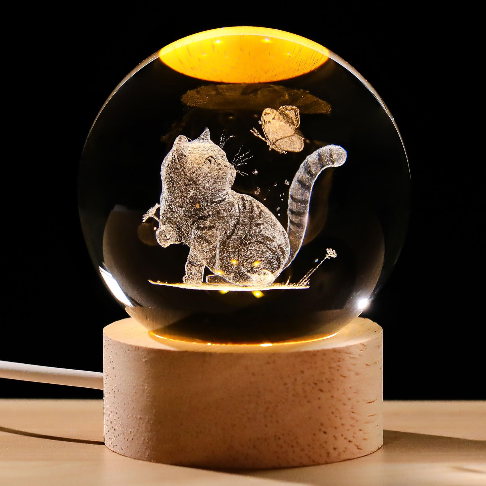 Amazon.co.jp: Kertari 60mm クリスタルボール ライト 猫 グッズ