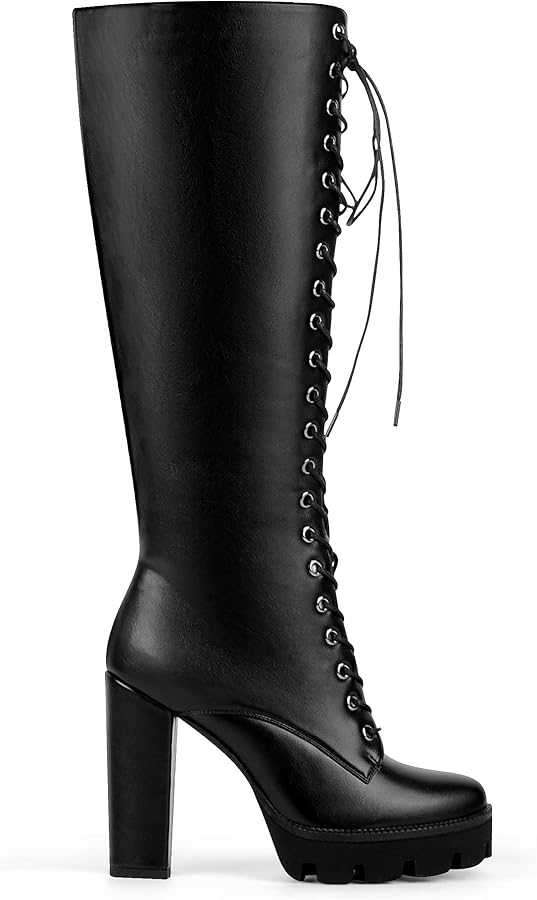 Amazon.com | ANN CREEK Women's Knee High Black Platform Lace Up