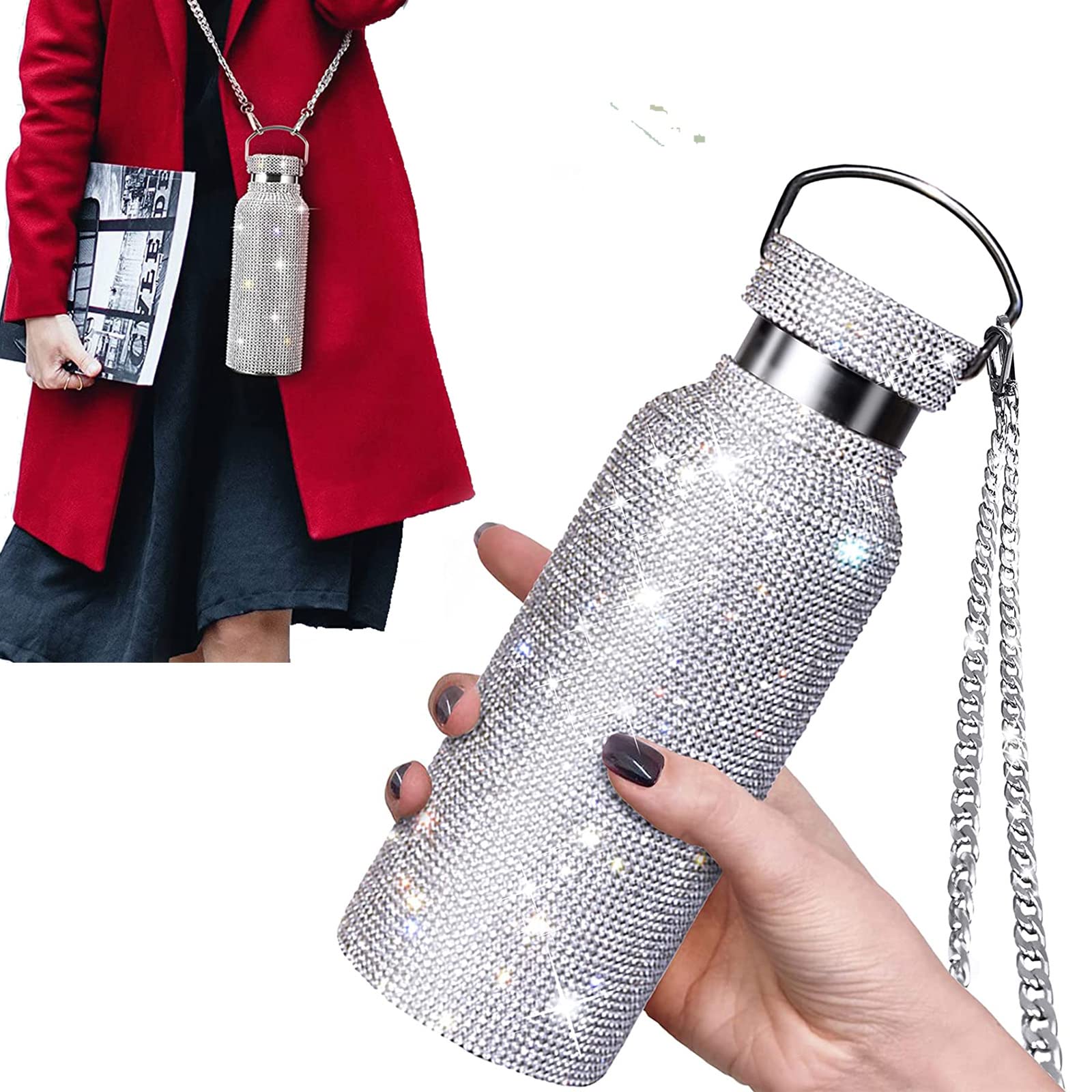 Amazon | ラインストーン真空カップ、光沢のあるラインストーンカップ