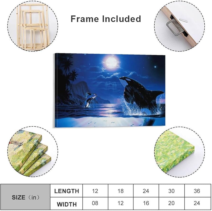 Amazon.co.jp: ラッセン カラフル クジラ シャチ海青空月芸術絵画