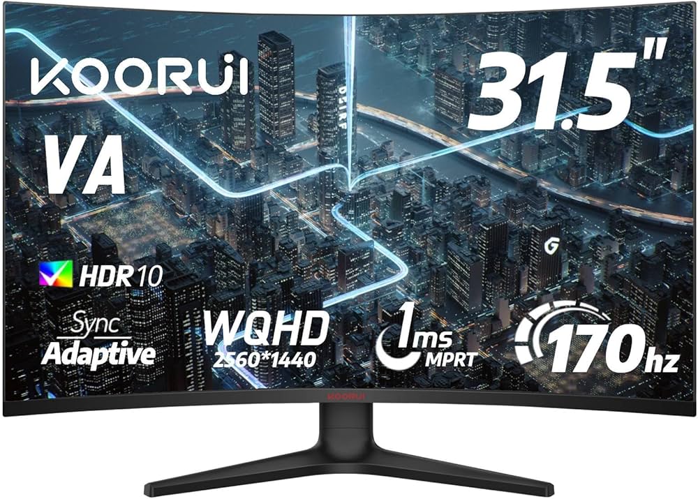 Amazon.co.jp: KOORUI 31.5インチ湾曲ゲーミングモニター : パソコン