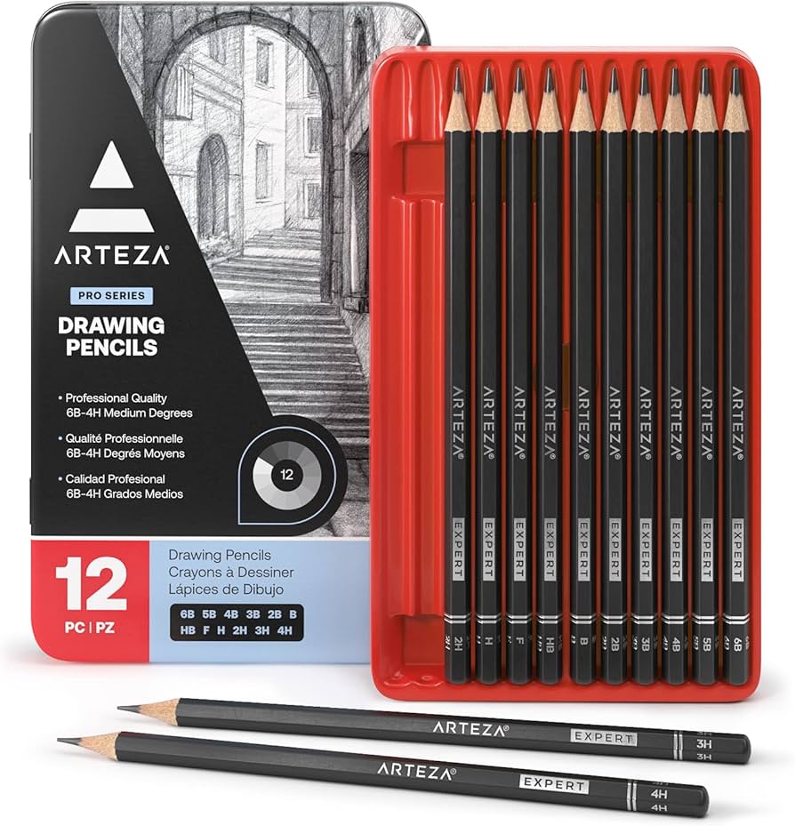 Amazon.com: ARTEZA Drawing Sketch Pencils, Set of 12, Medium