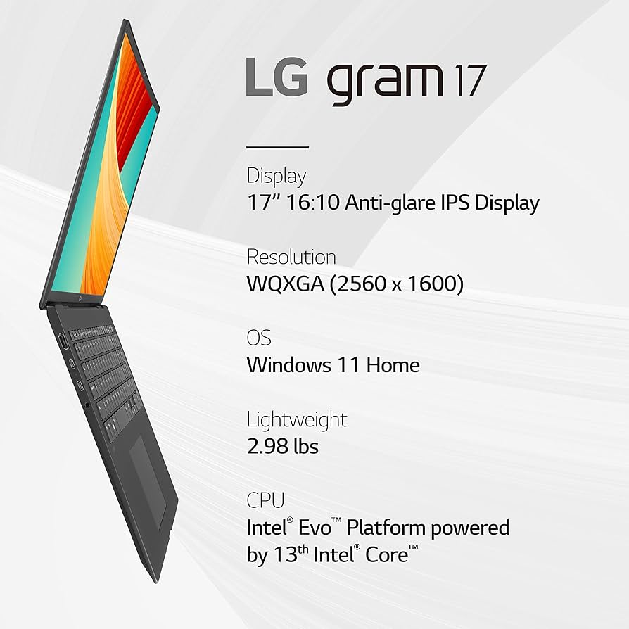 Amazon.com: LG gram 17” Lightweight Laptop, Intel 13th Gen Core i7