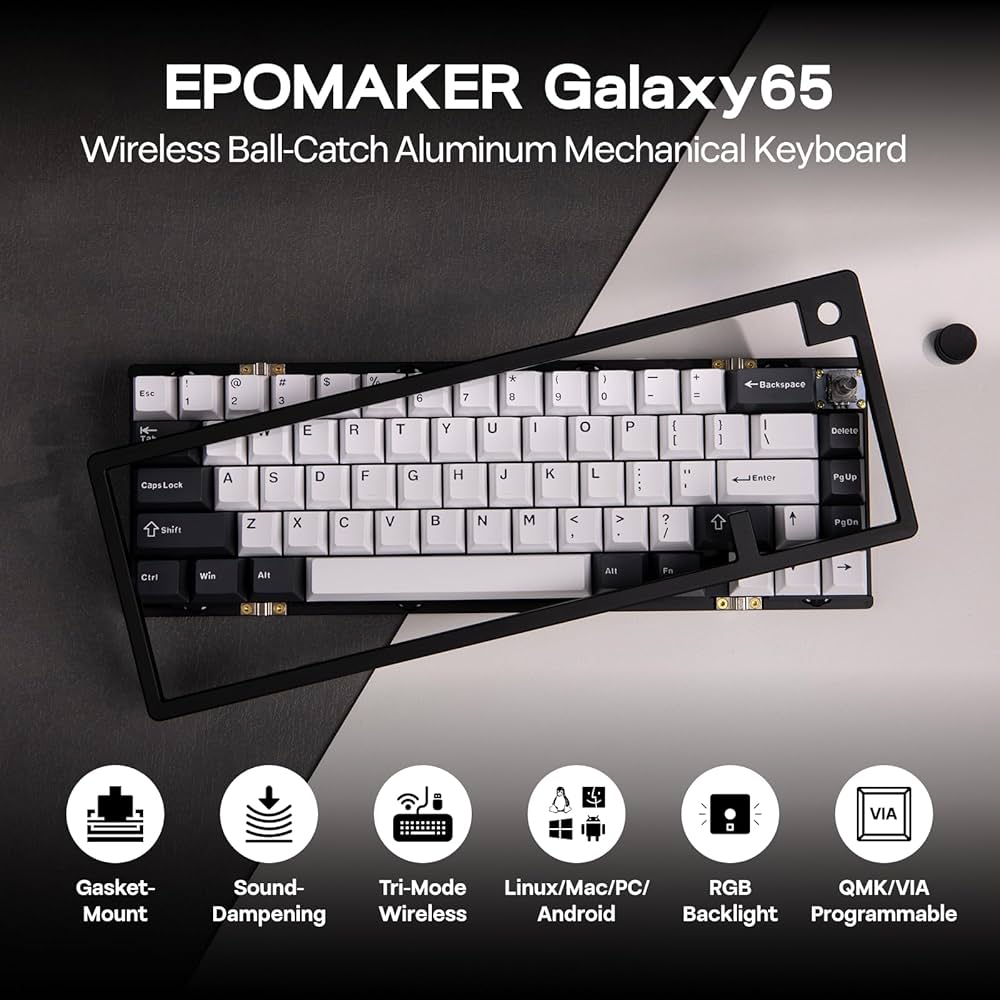 Amazon | EPOMAKER Galaxy65 無線 QMK/VIA メカニカルキーボード
