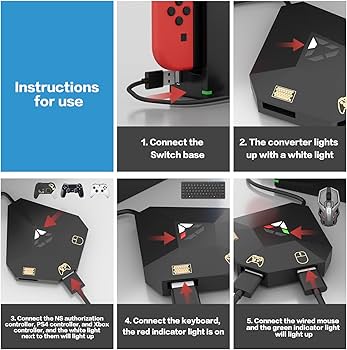 ECHZOVE Keyboard and Mouse Adapter for Nintendo Switch, Keyboard