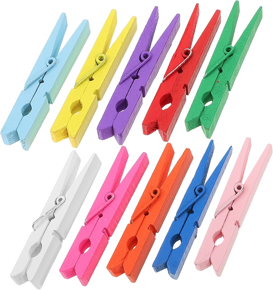 Amazon.co.jp : ULTECHNOVO 木製 クリップ 50個 カラフル ピンチ