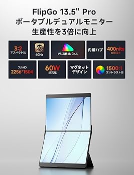 Amazon.co.jp: JSAUXの携帯用モニターFlipGoプロ13.5インチ2.2Kの