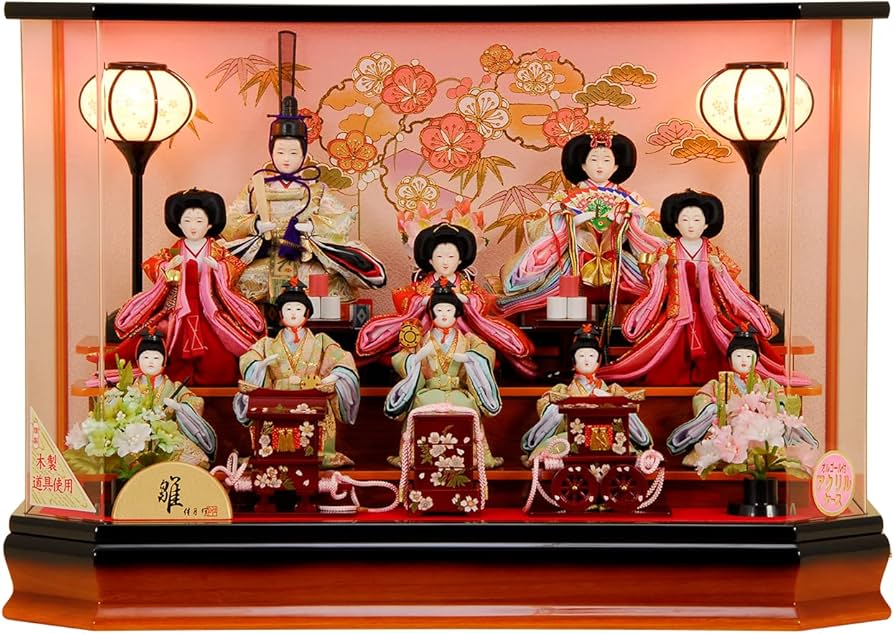 Amazon | K-118 親王ケース 雛人形 三人官女付 五人囃子付 オルゴール