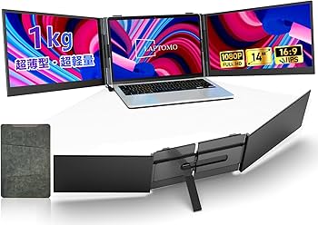 Amazon.co.jp: Laptomo トリプルモニター 14インチ ケーブル1本で接続
