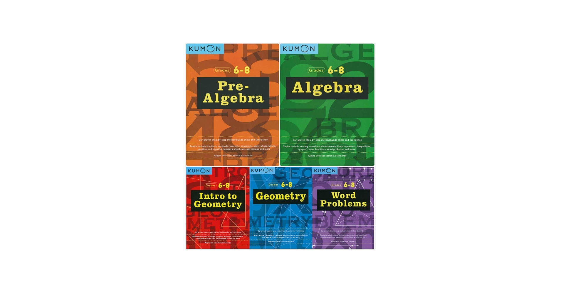 Kumon Complete Middle School Workbooks Set (5 Books) - Pre-Algebra